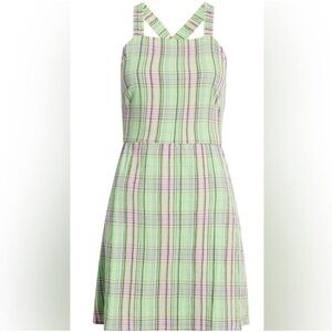 BP Square Neck Open Back Plaid Mini Dress size XS